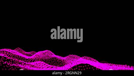 Image de maille abstraite avec des taches brillantes roses flottant et ondulant sur fond noir Banque D'Images