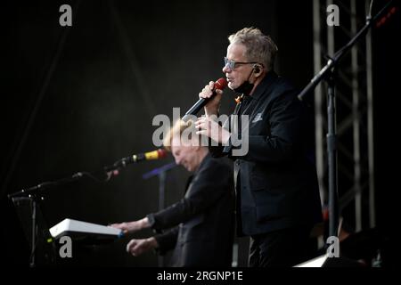 Gothenburg, Suède. 10 août 2023. DEVO se produit au festival Way Out West à Slottsskogen à Gothenburg, en Suède, le 10 août 2023.photo : Björn Larsson Rosvall/TT/code 9200 Credit : TT News Agency/Alamy Live News Banque D'Images