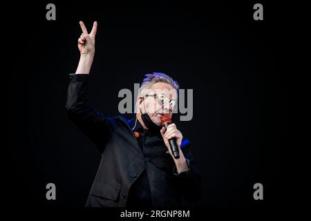 Gothenburg, Suède. 10 août 2023. DEVO se produit au festival Way Out West à Slottsskogen à Gothenburg, en Suède, le 10 août 2023.photo : Björn Larsson Rosvall/TT/code 9200 Credit : TT News Agency/Alamy Live News Banque D'Images