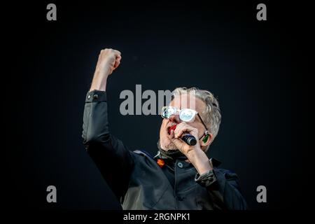 Gothenburg, Suède. 10 août 2023. DEVO se produit au festival Way Out West à Slottsskogen à Gothenburg, en Suède, le 10 août 2023.photo : Björn Larsson Rosvall/TT/code 9200 Credit : TT News Agency/Alamy Live News Banque D'Images