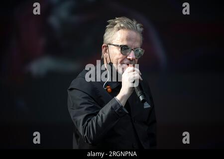 Gothenburg, Suède. 10 août 2023. DEVO se produit au festival Way Out West à Slottsskogen à Gothenburg, en Suède, le 10 août 2023.photo : Björn Larsson Rosvall/TT/code 9200 Credit : TT News Agency/Alamy Live News Banque D'Images