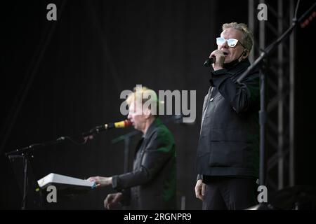 Gothenburg, Suède. 10 août 2023. DEVO se produit au festival Way Out West à Slottsskogen à Gothenburg, en Suède, le 10 août 2023.photo : Björn Larsson Rosvall/TT/code 9200 Credit : TT News Agency/Alamy Live News Banque D'Images