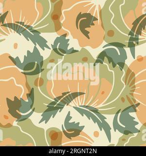 Motif coloré sans couture avec fleurs rétro abstraites Illustration de Vecteur