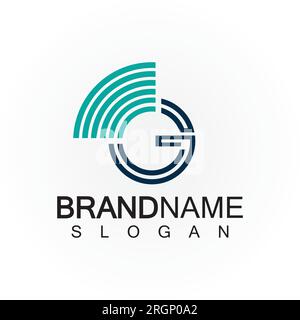 Lettre G signal Connect Circle Wireless Internet WiFi logo modèle de conception Illustration de Vecteur