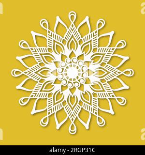 Mandala Design ornemental pour livre de découpe et de coloration de papier avec effet de coupe Illustration de Vecteur