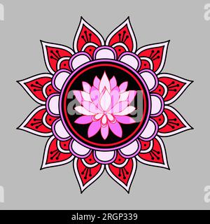 Livre de couleur vectoriel Shapla Flower Mandala décoratif de style ethnique Illustration de Vecteur