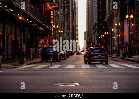 Rue dans le centre-ville de Chicago Banque D'Images