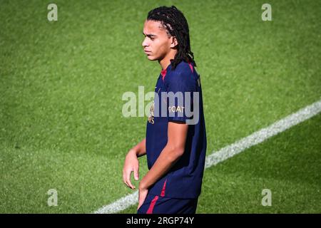 Poissy, France. 11 août 2023. Ethan MBAPPE du PSG lors de l'entraînement de l'équipe du Paris Saint-Germain le 11 août 2023 au Campus PSG à Poissy - photo Matthieu Mirville/DPPI crédit : DPPI Media/Alamy Live News Banque D'Images