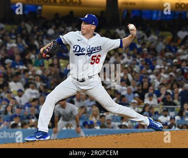 Los Angeles, États-Unis. 10 août 2023. Los Angeles Dodgers départ Ryan Yarbrough va livrer contre les Colorado Rockies lors de la sixième manche au Dodgers Stadium de Los Angeles le jeudi 10 août 2023. Photo de Jim Ruymen/UPI crédit : UPI/Alamy Live News Banque D'Images