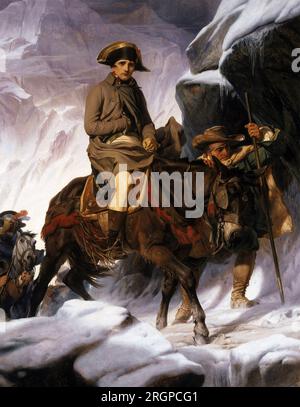 NAPOLÉON BONAPARTE (1769-1821) traversant les Alpes par Paul Delaroche (1848) Banque D'Images