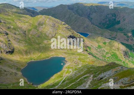 Vue sur Coniston Fells, y compris Wetherlam, Cumbria Banque D'Images