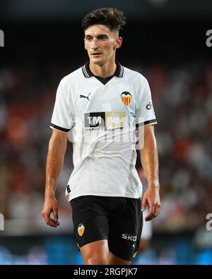 Pepelu du Valencia CF lors du match amical de pré-saison entre le Valencia FC et l'Aston Villa FC a joué au Mestalla Stadium le 5 août 2023 à Valence, en Espagne. (Photo Alex Carreras / PRESSINPHOTO) Banque D'Images