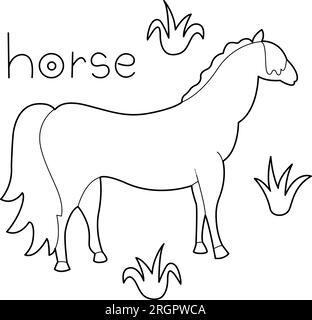 Un cheval, livre de coloriage pour les enfants, illustration vectorielle, animaux Illustration de Vecteur
