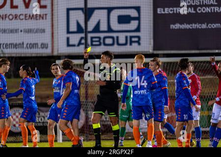 10 août 2023. Melbourne Knights football Club, Victoria, Australie. Melbourne Knights vs Lions FC lors de la manche de la coupe d'Australie 32 au Melbourne Knights football Club, Sunshine North. Banque D'Images