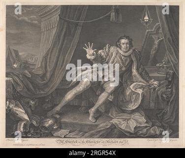 M. Garrick dans le personnage de Richard le troisième - 'Richard III', Acte V, scène VII 1746 par William Hogarth Banque D'Images