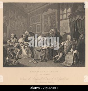 Mariage à la mode, planche I, le contrat 1833 de William Hogarth Banque D'Images