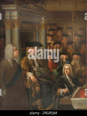 Le Président Arthur Onslow demande à sir Robert Walpole de prendre la parole à la Chambre des communes 1730 par William Hogarth Banque D'Images