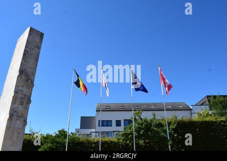 Mémorial à Sankt Vith, foue cavaliers Banque D'Images