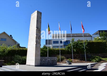 Mémorial à Sankt Vith, foue cavaliers Banque D'Images