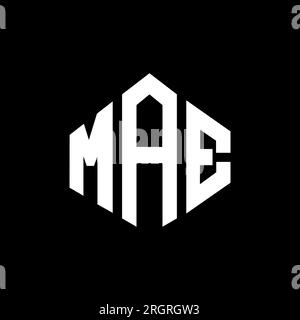 Conception de logo de lettre MAE avec forme de polygone. Conception de logo en forme de polygone et de cube de MAE. Modèle de logo vectoriel MAE hexagone couleurs blanches et noires. MAE monogr Illustration de Vecteur