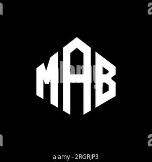 Logo de lettre MAB avec forme de polygone. Design de logo en forme de polygone et de cube MAB. Modèle de logo vectoriel MAB hexagone couleurs blanches et noires. MAB monogr Illustration de Vecteur