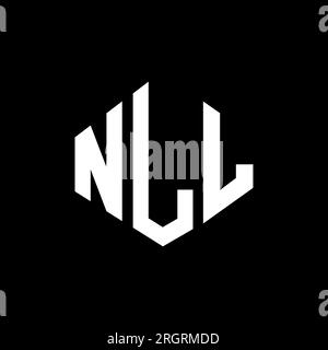 Logo de lettre NLL avec forme de polygone. Conception de logo en forme de polygone et de cube NLL. Modèle de logo vectoriel hexagonal NLL couleurs blanc et noir. Monogr. NLL Illustration de Vecteur
