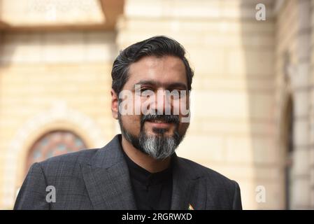 11 août 2023, New Delhi, Inde : Ricky Kej, compositeur et environnementaliste indien trois fois récompensé par un Grammy Award et nommé trois fois aux Grammy Awards lors de son interaction avec les médias sur sa collaboration pour interpréter l'hymne national de l'Inde ''Jana Gana Mana'' avec le Royal Philharmonic Orchestra composé de 100 musiciens pour marquer le 76e jour de l'indépendance du pays. (Image de crédit : © Sondeep Shankar/Pacific Press via ZUMA Press Wire) USAGE ÉDITORIAL SEULEMENT! Non destiné à UN USAGE commercial ! Banque D'Images