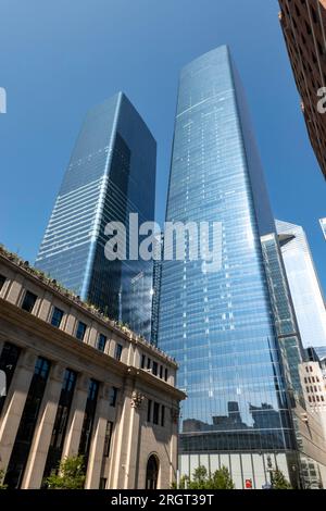 Gare de Pennsylvanie, Daniel Patrick Moynihan train Hall, soleil, 2023, extérieur, Manhattan, façade, James A. Farley, bureau de poste, architecture, été Banque D'Images