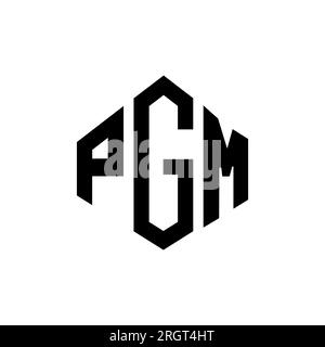 Logo de lettre PGM avec forme de polygone. Polygone PGM et logo en forme de cube. Modèle de logo vectoriel hexagone PGM couleurs blanches et noires. Monogr. PGM Illustration de Vecteur