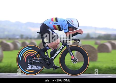 REMC Evenepoel 2022 Champion du monde à la Mes Elite Road Race maintenant Médaille d'or et Champion du monde at teh mens Elite contre la montre Stirly Scotalsd 2023 Banque D'Images