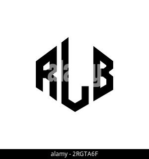 Logo de lettre RLB avec forme de polygone. Logo en forme de polygone et de cube RLB. Modèle de logo vectoriel hexagonal RLB couleurs blanc et noir. Monogr. RLB Illustration de Vecteur