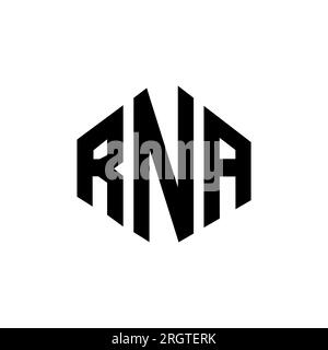 Logo de la lettre RNA avec forme polygonale. Polygone ARN et logo en forme de cube. Modèle de logo vecteur hexagonal ARN couleurs blanches et noires. ARN monogr Illustration de Vecteur