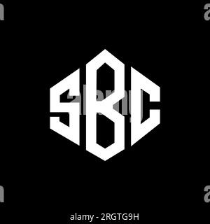 Logo de lettre SBC avec forme de polygone. Logo en forme de polygone et de cube SBC. Modèle de logo vectoriel hexagone SBC couleurs blanches et noires. SBC monogr Illustration de Vecteur