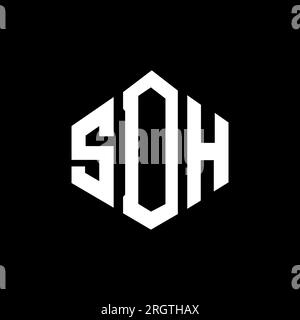 Logo SDH lettre avec forme de polygone. Logo en forme de polygone et de cube SDH. Modèle de logo vectoriel hexagone SDH couleurs blanches et noires. SDH monogr Illustration de Vecteur