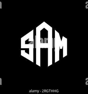Logo de lettre SAM avec forme de polygone. Logo en forme de polygone et cube SAM. Modèle de logo vectoriel SAM hexagone couleurs blanches et noires. SAM monogr Illustration de Vecteur