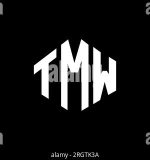 Logo de lettre TMW en forme de polygone. Logo en forme de polygone et de cube TMW. Modèle de logo vectoriel hexagonal TMW couleurs blanc et noir. TMW monogr Illustration de Vecteur