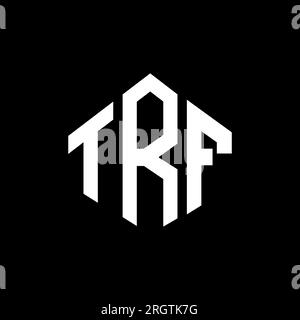 Logo de lettre TRF avec forme de polygone. Logo en forme de polygone TRF et de cube. Modèle de logo vectoriel hexagone TRF couleurs blanc et noir. TRF monogr Illustration de Vecteur
