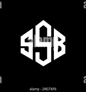 Logo de lettre SSB avec forme de polygone. Logo en forme de polygone et de cube SSB. Modèle de logo vectoriel SSB hexagone couleurs blanches et noires. Monogr. SSB Illustration de Vecteur