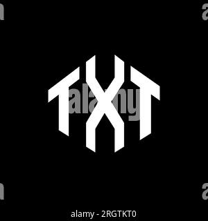Logo de lettre TXT avec forme de polygone. Logo en forme de polygone TXT et de cube. Modèle de logo vectoriel hexagone TXT couleurs blanches et noires. TXT monogr Illustration de Vecteur