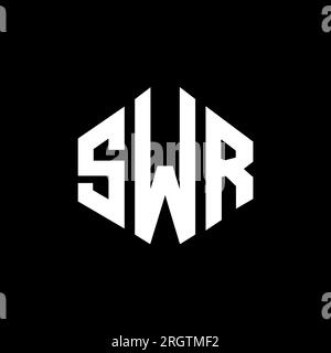 Logo de lettre SWR avec forme de polygone. SWR polygone et logo en forme de cube. Modèle de logo vectoriel hexagonal SWR couleurs blanches et noires. SWR monogr Illustration de Vecteur