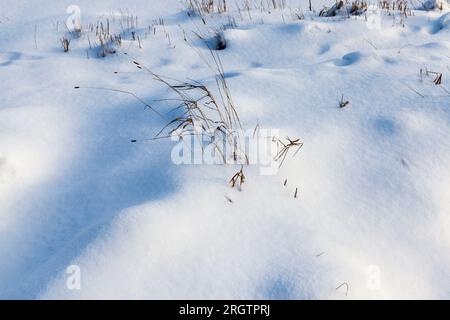 de grandes dérives de neige après les chutes de neige et les blizzards, la saison d'hiver avec le temps froid et beaucoup de précipitations sous forme de neige Banque D'Images