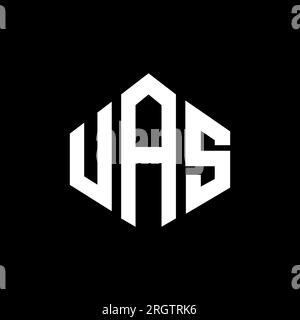 Conception de logo de lettre UAS avec forme de polygone. Conception de logo en forme de polygone et de cube UAS. Modèle de logo vectoriel hexagone UAS couleurs blanches et noires. UAS monogr Illustration de Vecteur