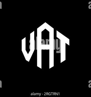 Conception de logo de lettre de TVA avec forme de polygone. Conception de logo en forme de polygone de TVA et de cube. Modèle de logo vectoriel hexagone TVA couleurs blanches et noires. TVA monogr Illustration de Vecteur