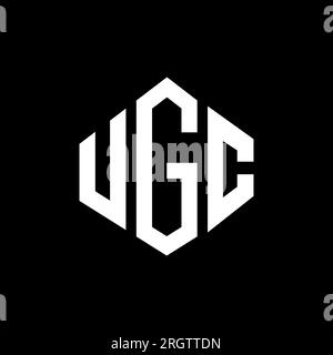 Logo de lettre UGC avec forme de polygone. Logo en forme de polygone et de cube UGC. Modèle de logo vectoriel hexagonal UGC couleurs blanches et noires. Monogr. UGC Illustration de Vecteur