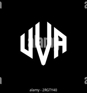 Logo de lettre UVA avec forme de polygone. Logo en forme de polygone UVA et de cube. Modèle de logo vectoriel hexagone UVA couleurs blanches et noires. UVA monogr Illustration de Vecteur