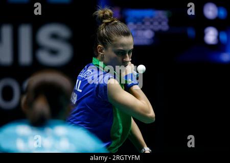 Rio de Janeiro, Brésil. 11 août 2023. Bruna Takahashi (BRA) concourt lors du match de simple féminin contre LI Yu-Jhun (CHN), lors de la ronde 16 de la candidate WTT Rio de Janeiro 2023, à l'Arena Carioca 1, à Rio de Janeiro le 11 août. Photo : Satiro Sodr/DiaEsportivo/Alamy Live News crédit : DiaEsportivo/Alamy Live News Banque D'Images