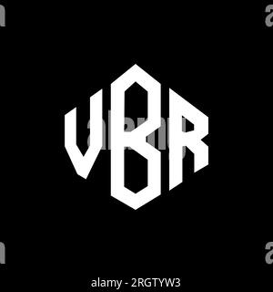 Logo de lettre VBR avec forme de polygone. Polygone VBR et logo en forme de cube. Modèle de logo vectoriel hexagone VBR couleurs blanc et noir. Monogr. VBR Illustration de Vecteur
