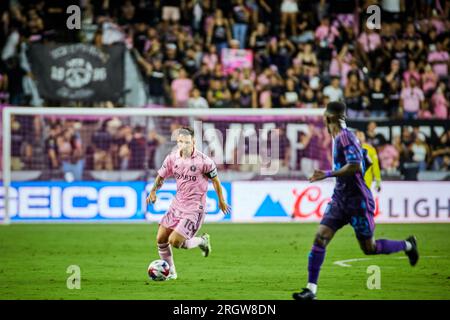 Fort Lauderdale, FL, États-Unis. 11 août 2023. 10-Lionel Messi de l'Inter Miami pendant le match Charlotte FC vs Inter Miami CF au DRV Pink Stadium en Floride, USA. Crédit : Yaroslav Sabitov/YES Market Media/Alamy Live News Banque D'Images