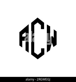 Conception de logo de lettre ACW avec forme de polygone. Design de logo en forme de polygone et de cube ACW. Modèle de logo vectoriel hexagone ACW couleurs blanc et noir. ACW monogr Illustration de Vecteur
