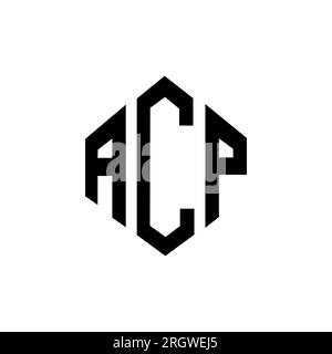Logo de lettre ACP avec forme de polygone. Logo en forme de polygone et de cube ACP. Modèle de logo vectoriel hexagone ACP couleurs blanc et noir. ACP monogr Illustration de Vecteur